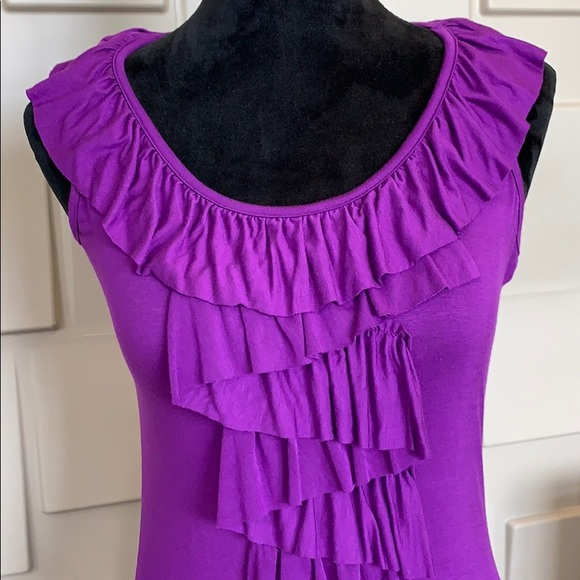GNW top purple sleeveless ruffle tiered front racer back round neck Size Medium - Picture 2 of 4